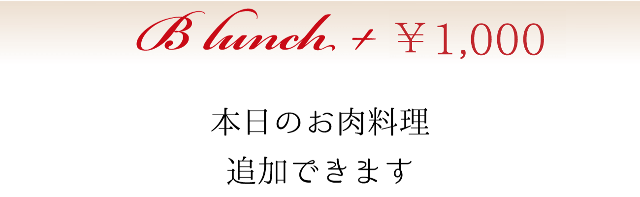 B Lunch + @、本日のお肉料理追加できます